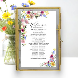 Poster Sinal de Programa de Casamento de Boho Flor Silves