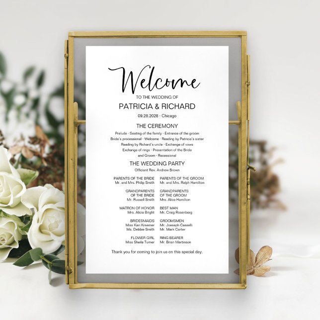 Poster Sinal de Programa de Casamento de Caligrafia Moder (Criador carregado)