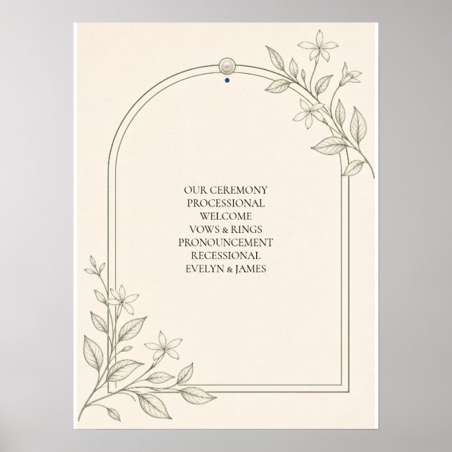 Poster Sinal de Programa de Cerimônia de Casamento Botâni (Frente)