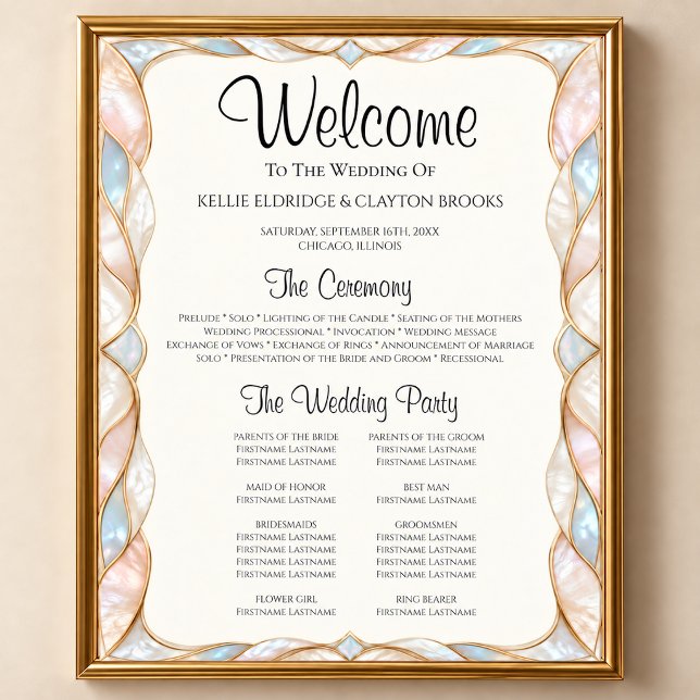 Poster Sinal de Programa de Cerimônia de Casamento em Vid (Criador carregado)