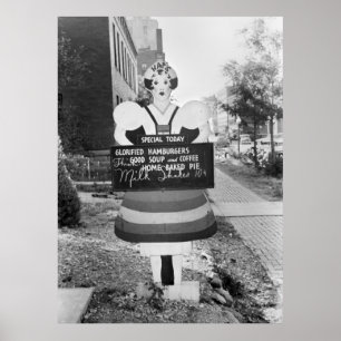 Pôster Sinal de propaganda glorificado dos Hamburger -