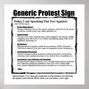 Pôster Sinal de Protesto Genérico Humorístico
