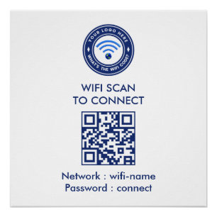 Pôster Sinal de QR Code de Senha WiFi   Wi‑Fi   Corretor 