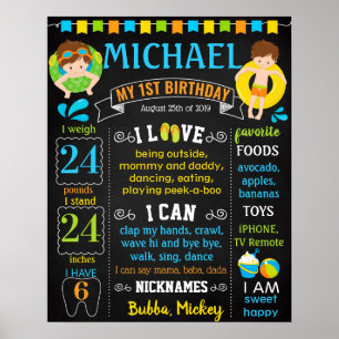 Poster Sinal de quadro de aniversário do primeiro aniver