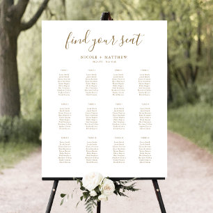 Poster Sinal de Quadro de Assentos de Casamento Branco e