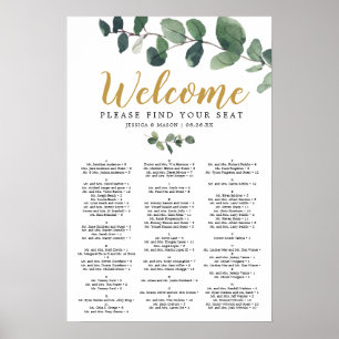 Poster Sinal de Quadro de Assentos de Casamento com Eucal