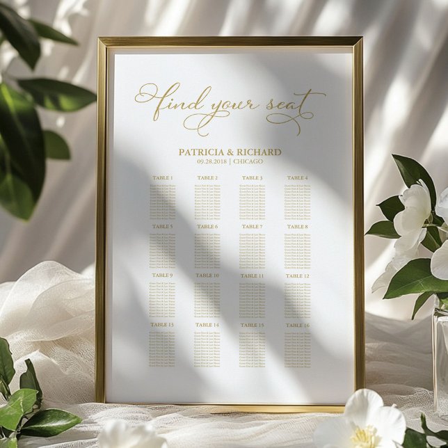 Poster Sinal de Quadro de Assentos de Casamento com Folha (Criador carregado)