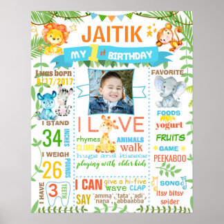 Poster Sinal de quadro de aviso de aniversário do primeir