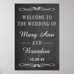 Poster Sinal de quadro vertical de casamento de boas-vind