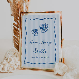 Poster Sinal de "Quantas conchas" do jogo de Chá de panel