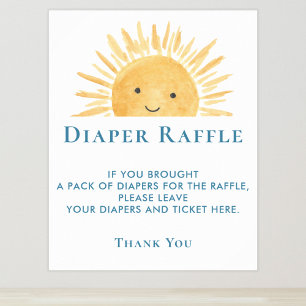 Poster Sinal de Raffle da Fralda Chá de fraldas Sun