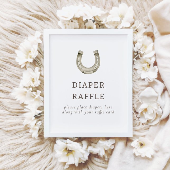 Poster Sinal de Raffle do Chá de fraldas do Rodeo Ocident (Criador carregado)