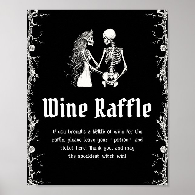 Poster Sinal de Raffle do Chá de panela Gótico do Hallowe (Frente)