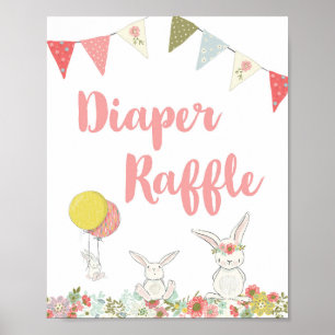 Poster Sinal de Raffle Fralda do Coelho Branco chá de fra