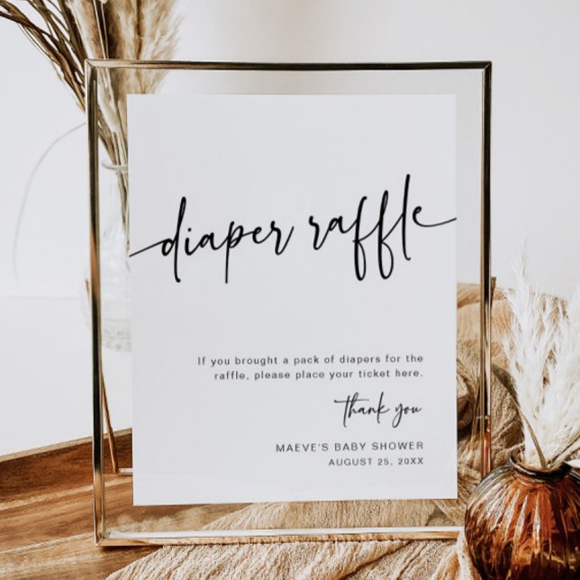 Poster Sinal de Raffle Fralda Moderno Mínimo Simples (Criador carregado)