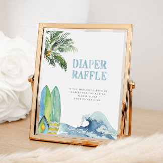 Poster Sinal de Raffle na Fralda de surfe