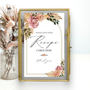 Poster Sinal de Receita de Chá de Noiva Chic Boho
