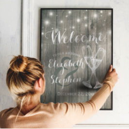 Poster Sinal de Recepção de Boas-Vindas de Casamento Copo