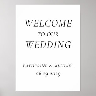 Poster Sinal de Recepção de Casamento Branco Atemporal El