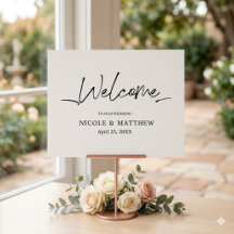 Sinal de Recepção de Casamento com Caligrafia Mode