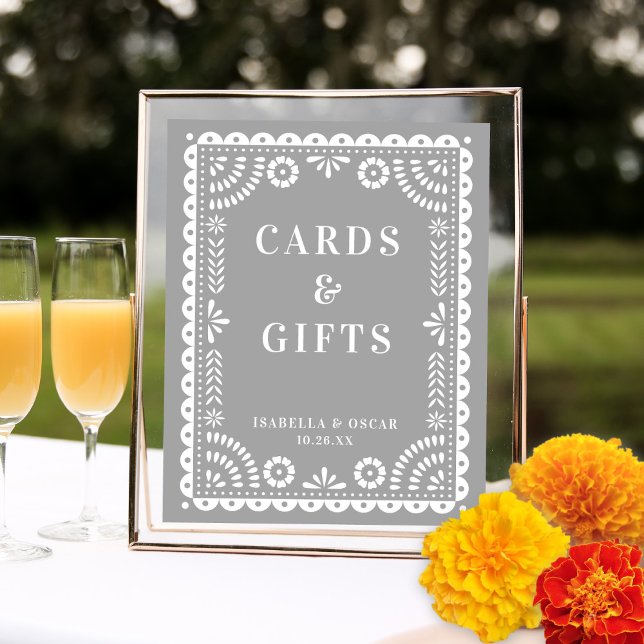 Poster Sinal de Recepção de Casamento com Papel Picado Ci (Criador carregado)