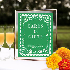 Poster Sinal de Recepção de Casamento com Papel Picado Ve