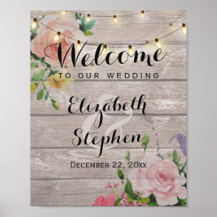 Poster Sinal de Recepção de casamento da Cadeia Floral da