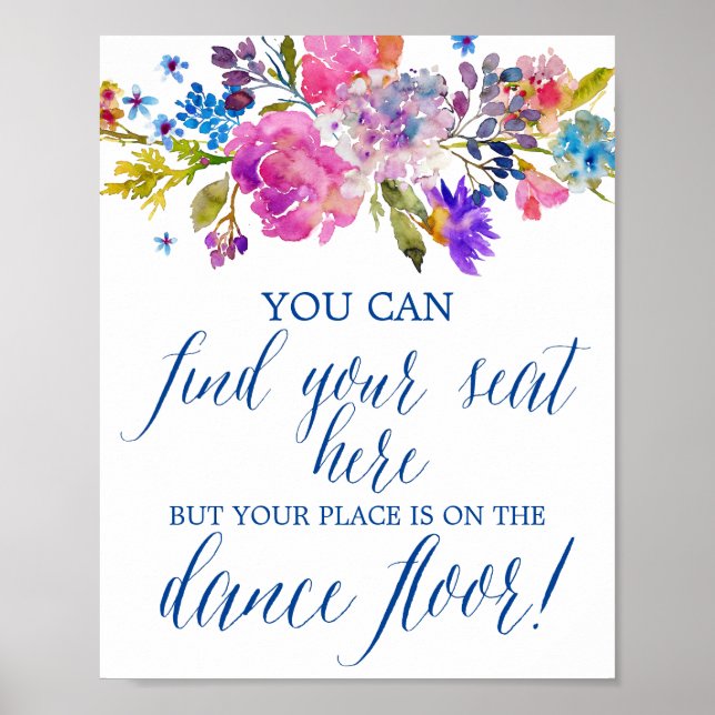 Pôster Sinal de Recepção de casamento das Flores Roxas e  (Frente)