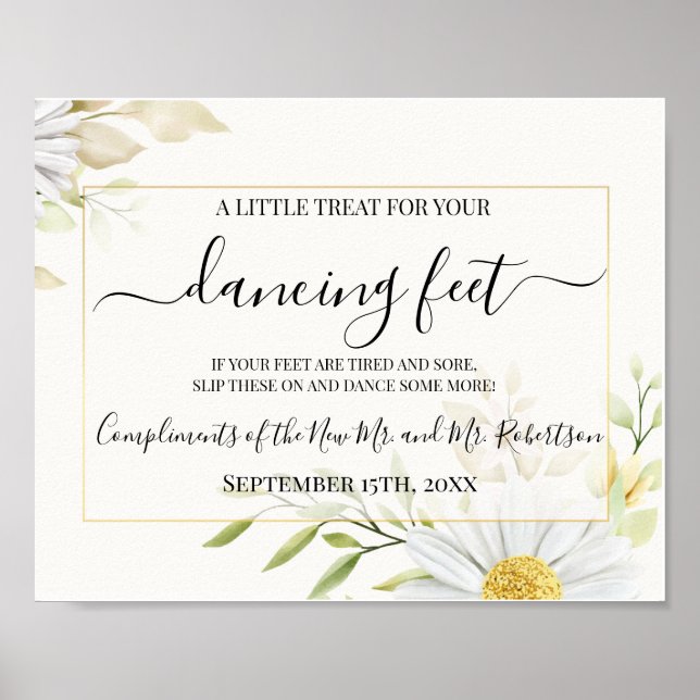 Poster Sinal de Recepção de casamento de Chinelos de Pés  (Frente)