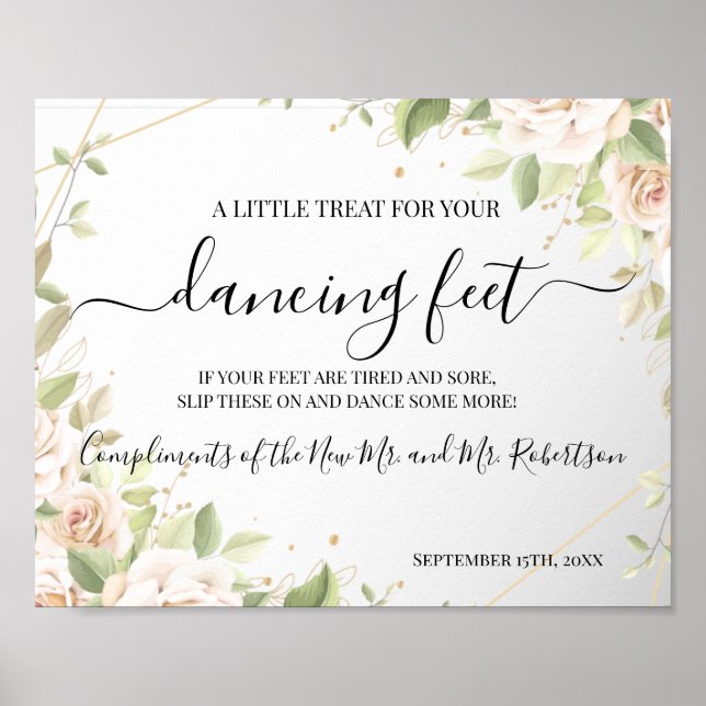 Poster Sinal de Recepção de casamento de Chinelos de Pés  (Frente)