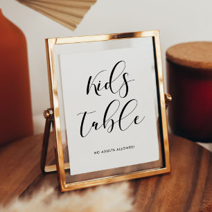 Poster Sinal de recepção de casamento de mesa para crianç