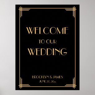Pôster Sinal de Recepção de casamento Gatsby Excelente de