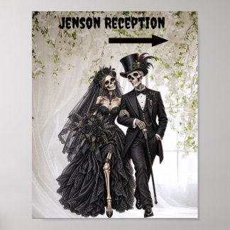 Poster Sinal de Recepção de Casamento Gótico