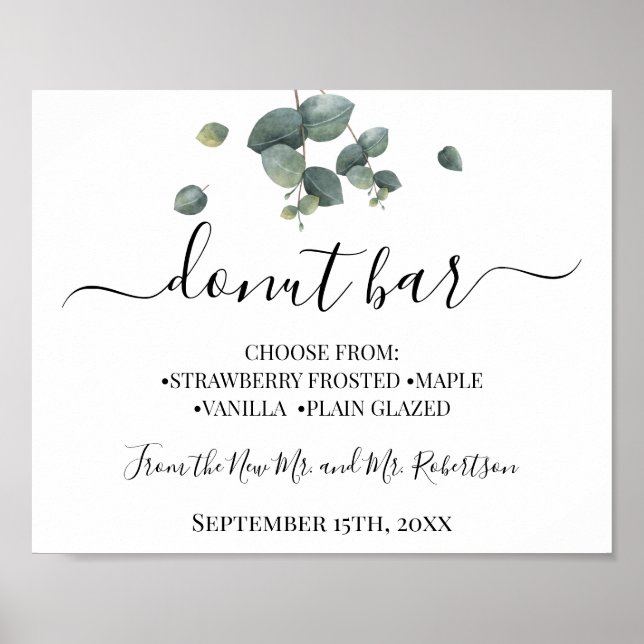 Poster Sinal de Recepção de Casamento Mesa de Doçuras Bar (Frente)