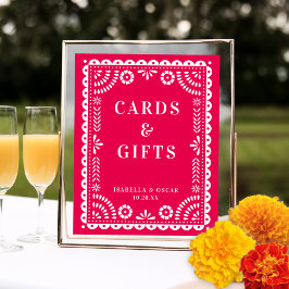 Poster Sinal de Recepção de Casamento Papel Picado Rosa Q
