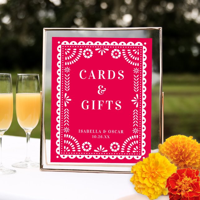 Poster Sinal de Recepção de Casamento Papel Picado Rosa Q (Criador carregado)