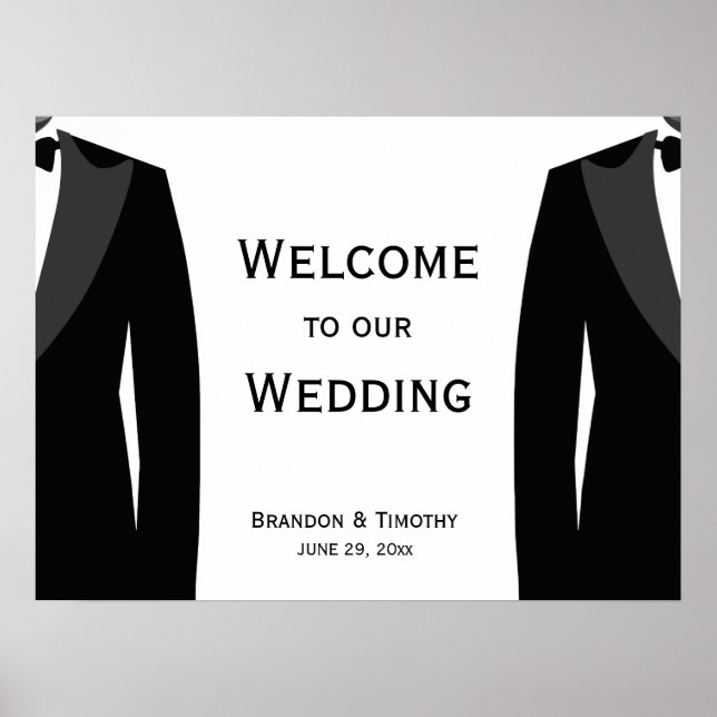 Poster Sinal de Recepção de casamento preto e branco Eleg (Frente)