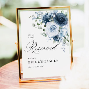 Poster Sinal de Reservado Dusty Blue & Navy 5x7 Decoração
