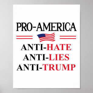 Poster Sinal de Resistência ao Ódio e Mentiras Anti Trump