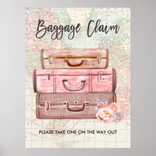 Poster Sinal de retirada de bagagem Viagem chuveiro Senho (Frente)