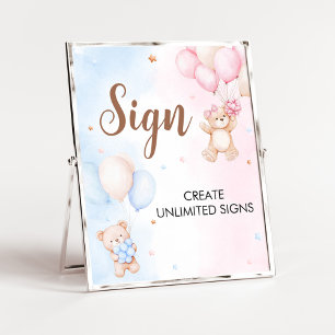 Poster Sinal de Revelação de Gênero do Balão de Urso