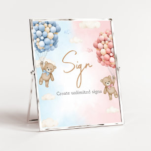 Poster Sinal de Revelação de Gênero do Urso Balão Mal Pod
