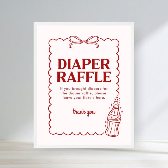 Poster Sinal de Rifas de Fraldas para Chás de Bebê de Ref (She's Ready to Pop Baby Shower Diaper Raffle Sign)