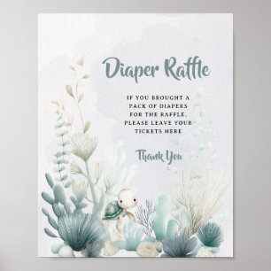 Poster Sinal de Rifas de Fraldas para Chás de Bebê Tema O