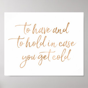 Pôster Sinal de rosa Dourado Casamento 8x10