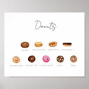 Poster Sinal de Rosquinha de Aquarela Personalizável