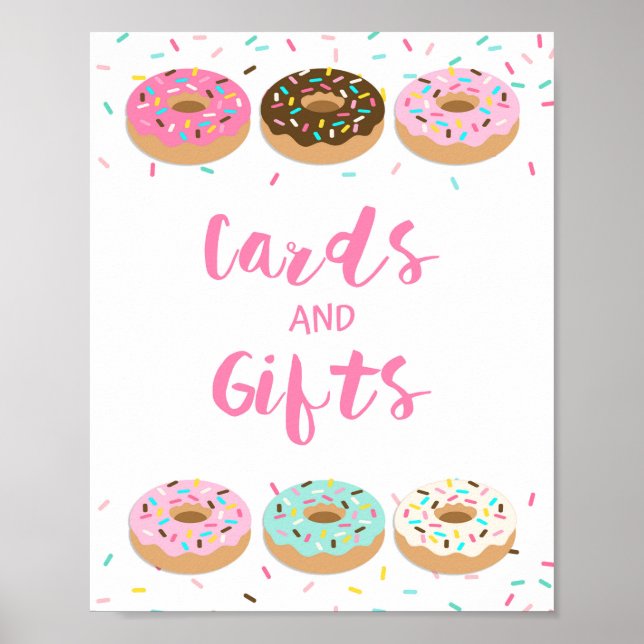 Poster Sinal de Rosquinha rosa Sprinkle Cards & Gifts (Frente)