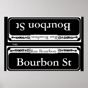 Pôster Sinal de Rua Bourbon, Modelo de dobra