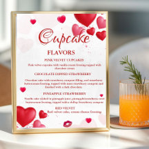 sinal de sabores de cupcake de coração de São Vale