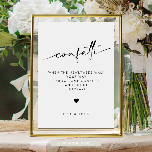 Poster Sinal de Saída de Casamento Confete Moderno Chic (Criador carregado)